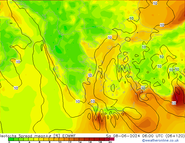 Isotachs Spread ECMWF So 08.06.2024 06 UTC