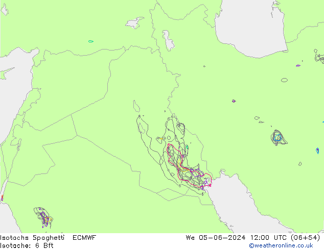 Isotachen Spaghetti ECMWF Mi 05.06.2024 12 UTC