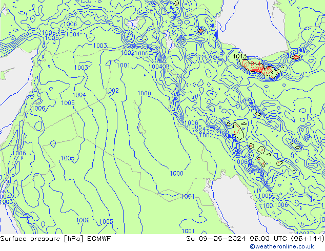 Surface pressure ECMWF Su 09.06.2024 06 UTC