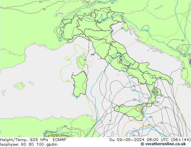 Height/Temp. 925 hPa ECMWF  09.06.2024 06 UTC