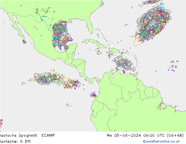 Eşrüzgar Hızları Spaghetti ECMWF Çar 05.06.2024 06 UTC