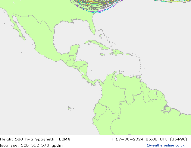 Height 500 hPa Spaghetti ECMWF pt. 07.06.2024 06 UTC