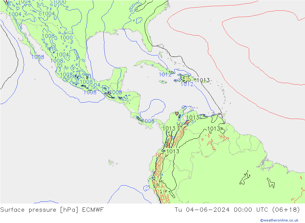 приземное давление ECMWF вт 04.06.2024 00 UTC