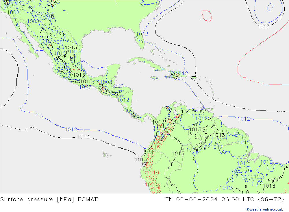 Pressione al suolo ECMWF gio 06.06.2024 06 UTC