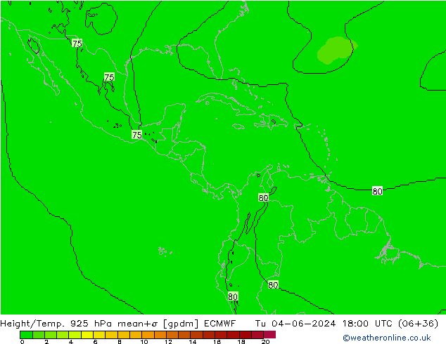 Height/Temp. 925 hPa ECMWF wto. 04.06.2024 18 UTC