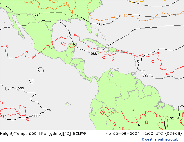 Height/Temp. 500 hPa ECMWF Mo 03.06.2024 12 UTC