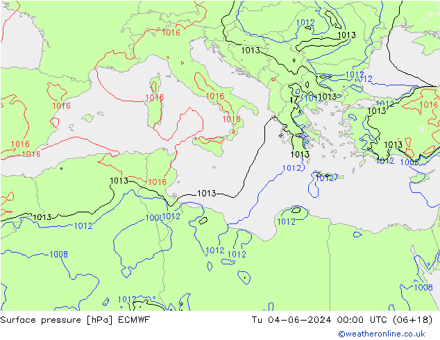 Bodendruck ECMWF Di 04.06.2024 00 UTC