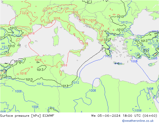 ciśnienie ECMWF śro. 05.06.2024 18 UTC