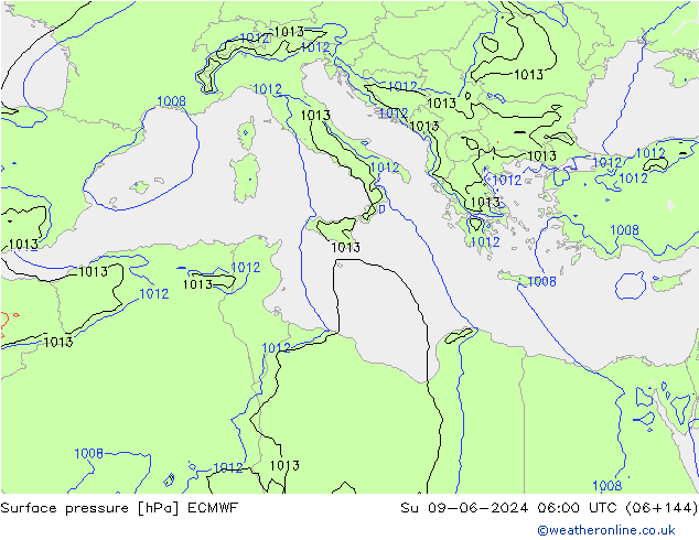 pression de l'air ECMWF dim 09.06.2024 06 UTC