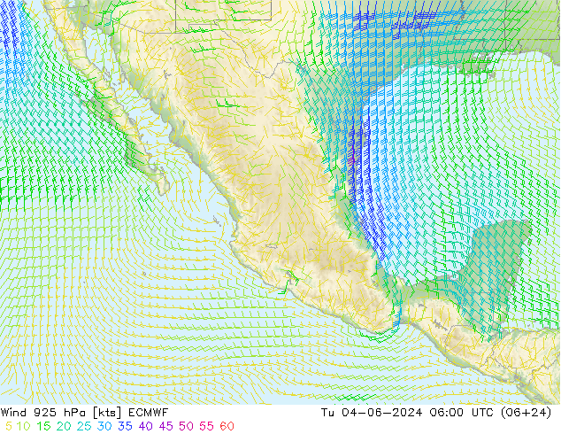 Viento 925 hPa ECMWF mar 04.06.2024 06 UTC