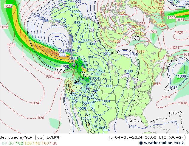 Polarjet/Bodendruck ECMWF Di 04.06.2024 06 UTC