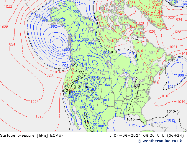 Surface pressure ECMWF Tu 04.06.2024 06 UTC