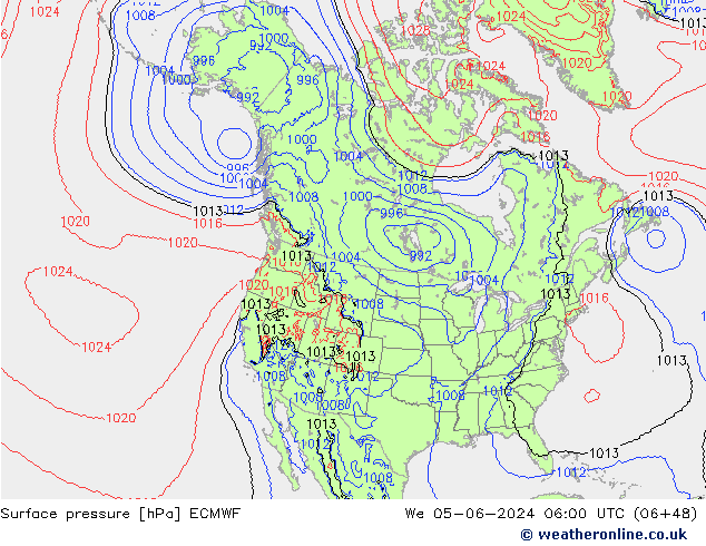 Presión superficial ECMWF mié 05.06.2024 06 UTC