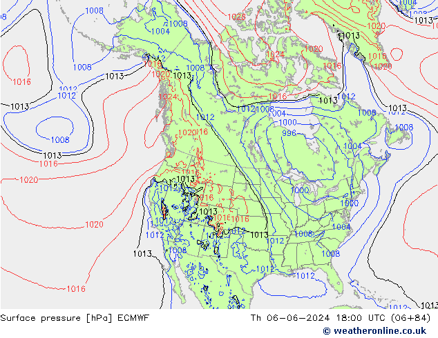 Surface pressure ECMWF Th 06.06.2024 18 UTC