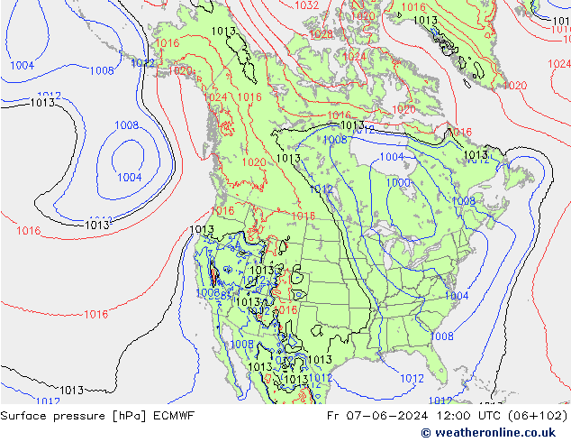 Surface pressure ECMWF Fr 07.06.2024 12 UTC