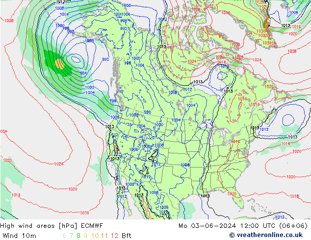 High wind areas ECMWF lun 03.06.2024 12 UTC