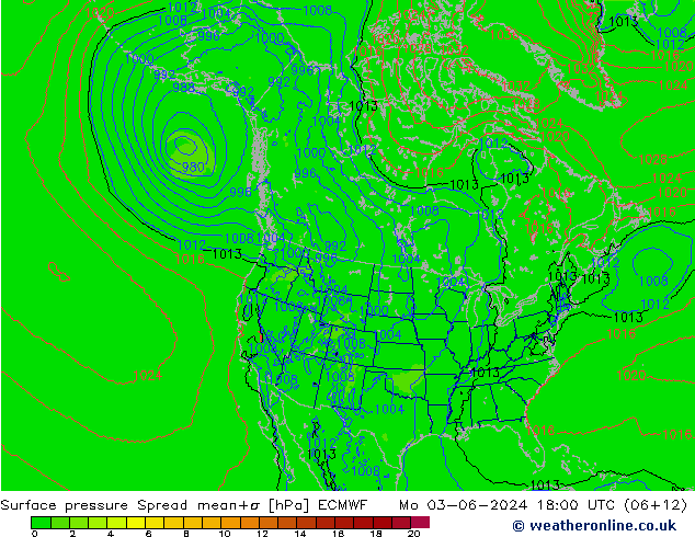 ciśnienie Spread ECMWF pon. 03.06.2024 18 UTC