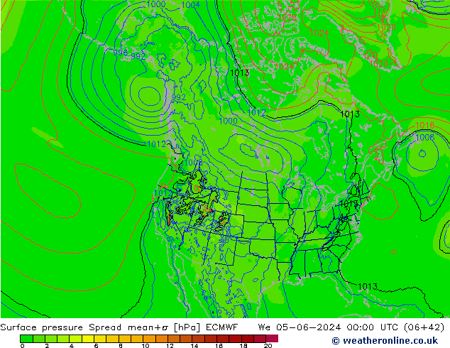 Yer basıncı Spread ECMWF Çar 05.06.2024 00 UTC