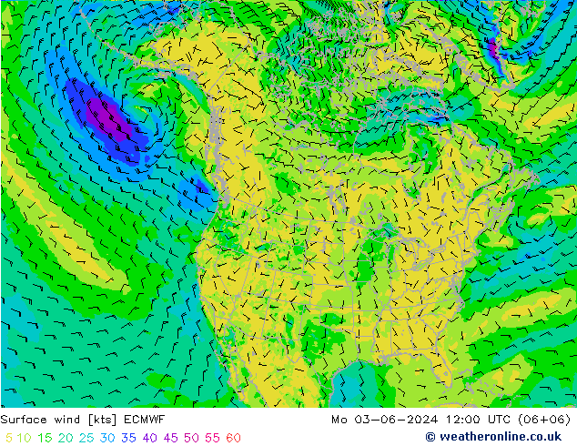 Vent 10 m ECMWF lun 03.06.2024 12 UTC