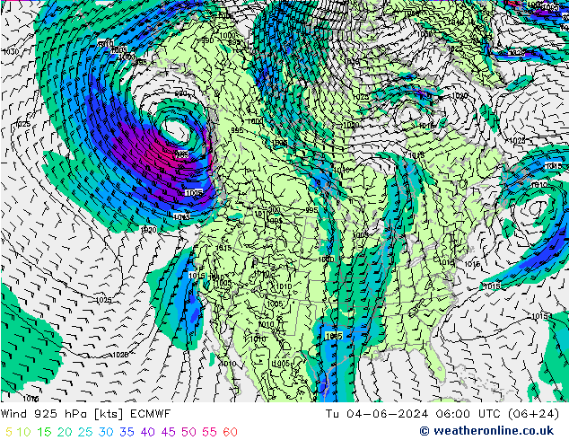 Vent 925 hPa ECMWF mar 04.06.2024 06 UTC