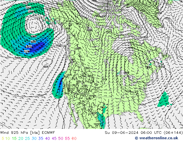 Wind 925 hPa ECMWF zo 09.06.2024 06 UTC