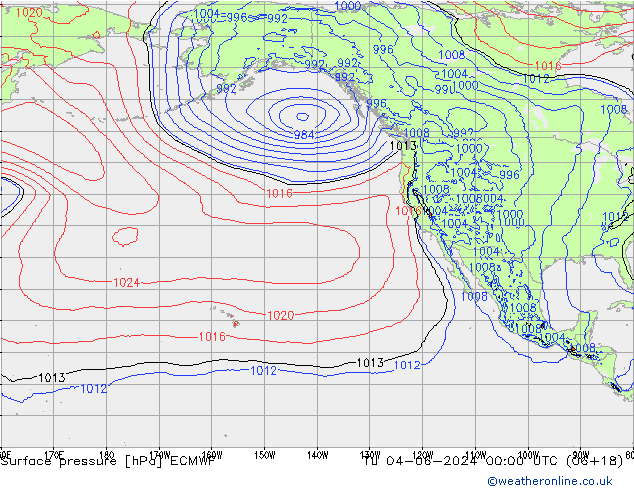 pressão do solo ECMWF Ter 04.06.2024 00 UTC