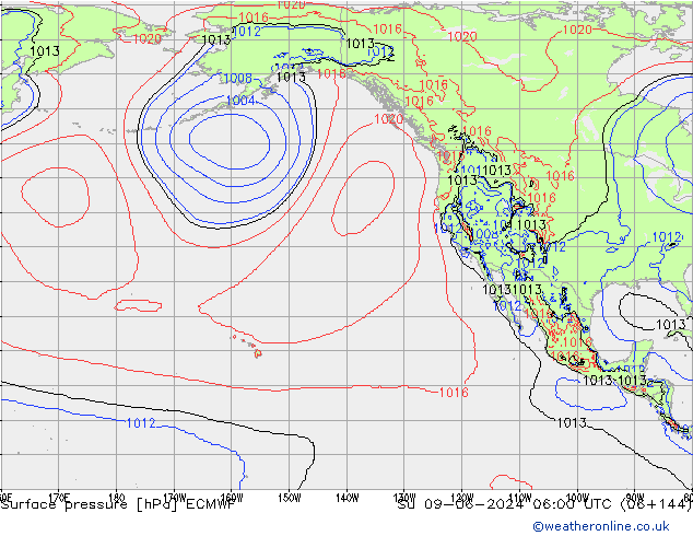 Yer basıncı ECMWF Paz 09.06.2024 06 UTC