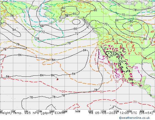 Height/Temp. 925 hPa ECMWF We 05.06.2024 12 UTC