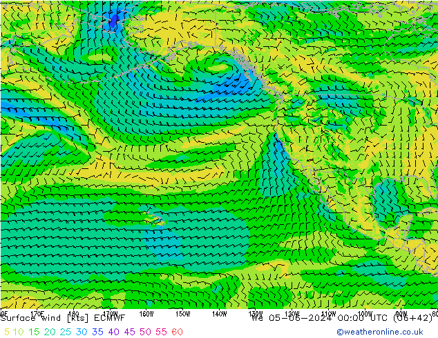 Wind 10 m ECMWF wo 05.06.2024 00 UTC