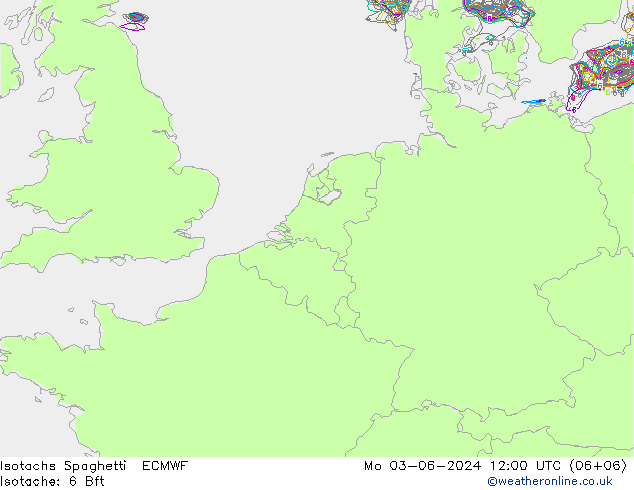 Isotachs Spaghetti ECMWF lun 03.06.2024 12 UTC