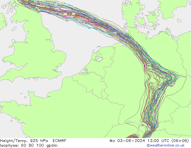 Height/Temp. 925 hPa ECMWF Mo 03.06.2024 12 UTC