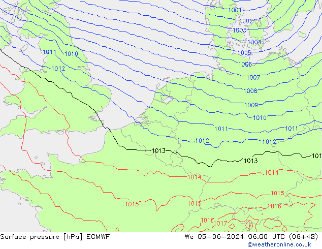 Atmosférický tlak ECMWF St 05.06.2024 06 UTC