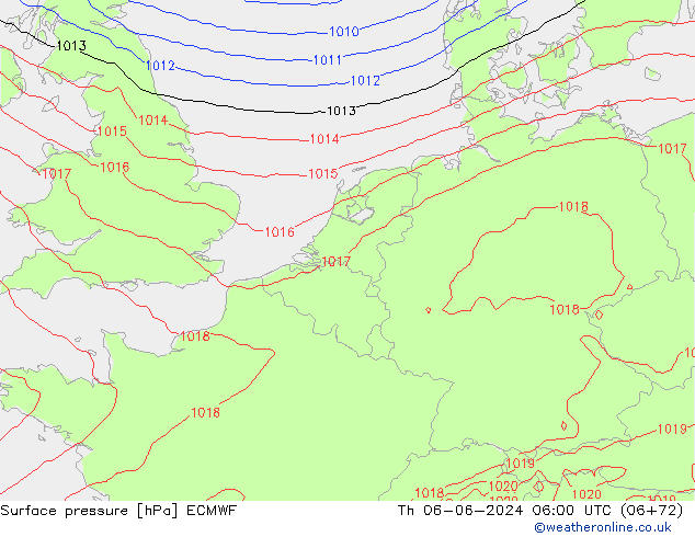 Bodendruck ECMWF Do 06.06.2024 06 UTC