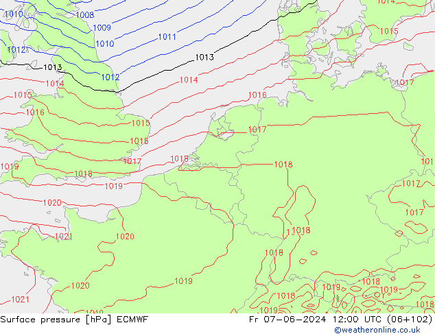 pressão do solo ECMWF Sex 07.06.2024 12 UTC