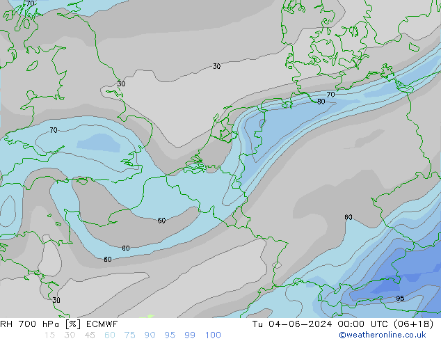 RH 700 hPa ECMWF Tu 04.06.2024 00 UTC