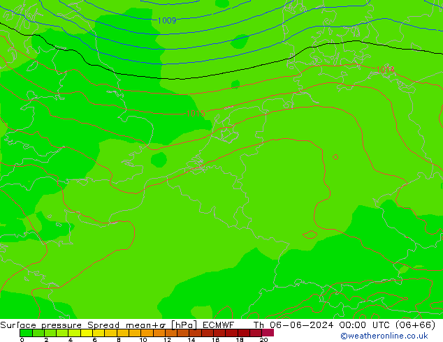 Bodendruck Spread ECMWF Do 06.06.2024 00 UTC