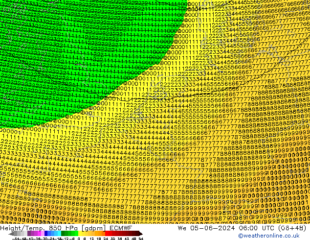 Yükseklik/Sıc. 850 hPa ECMWF Çar 05.06.2024 06 UTC