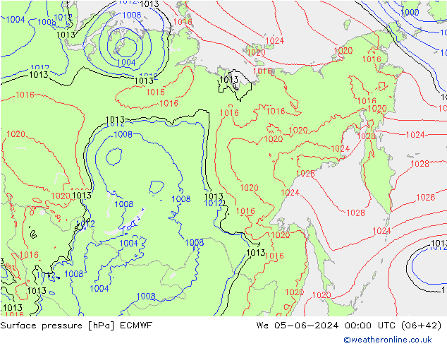 Atmosférický tlak ECMWF St 05.06.2024 00 UTC