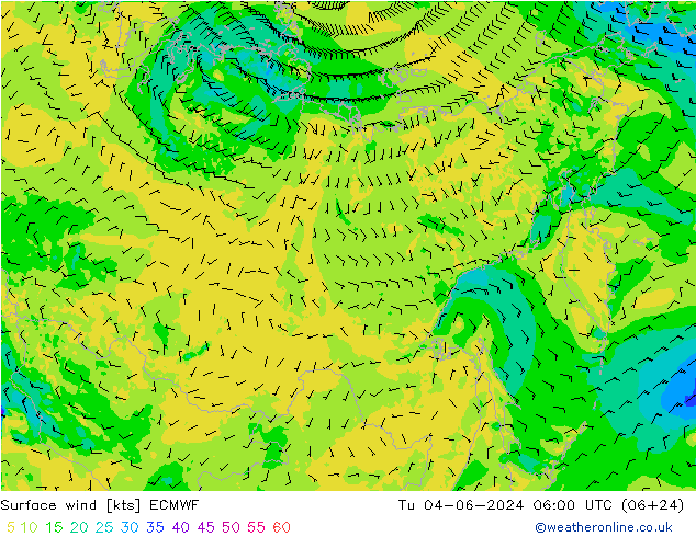 Vento 10 m ECMWF mar 04.06.2024 06 UTC