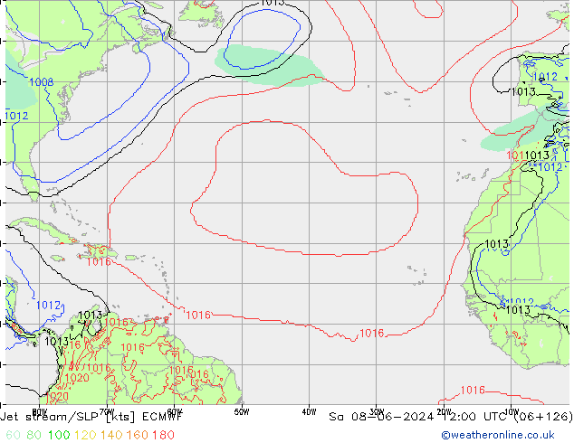 Jet stream/SLP ECMWF Sa 08.06.2024 12 UTC