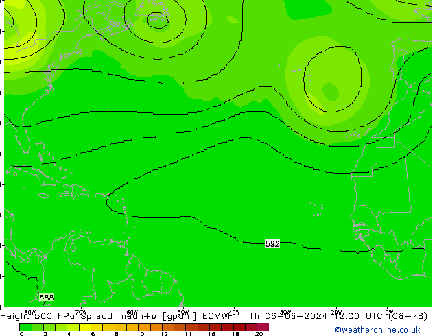 500 hPa Yüksekliği Spread ECMWF Per 06.06.2024 12 UTC