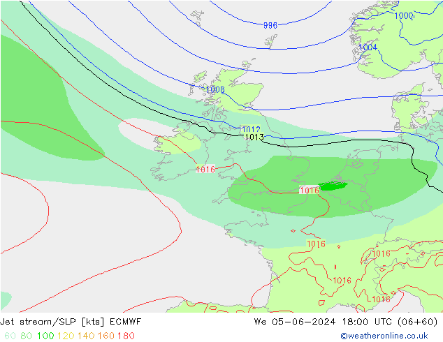 Jet stream ECMWF Qua 05.06.2024 18 UTC