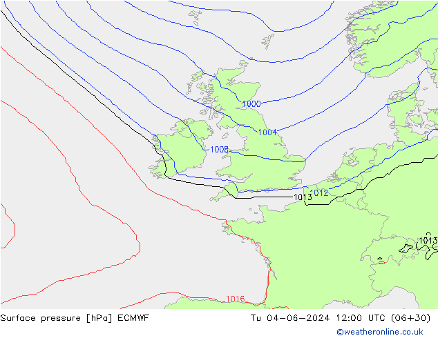 ciśnienie ECMWF wto. 04.06.2024 12 UTC