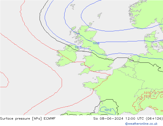 Atmosférický tlak ECMWF So 08.06.2024 12 UTC