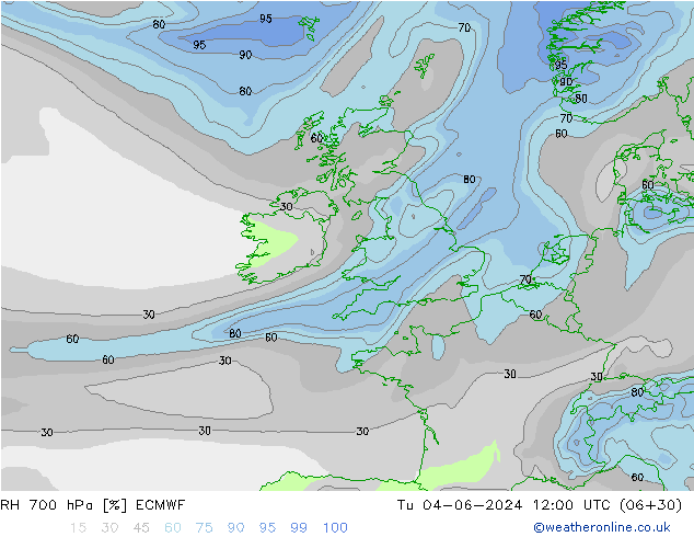 RH 700 hPa ECMWF  04.06.2024 12 UTC