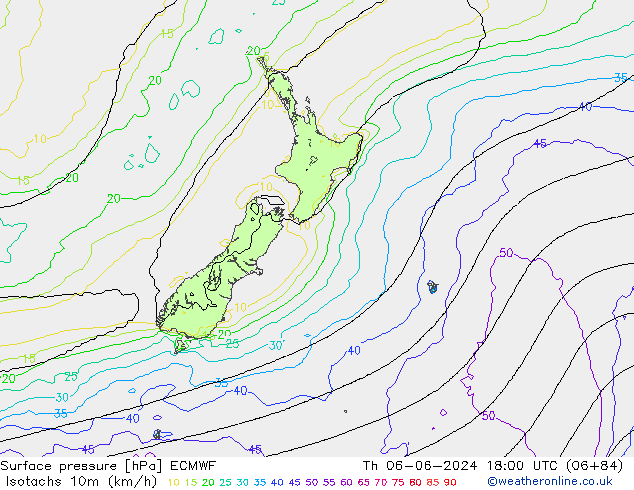 Eşrüzgar Hızları (km/sa) ECMWF Per 06.06.2024 18 UTC