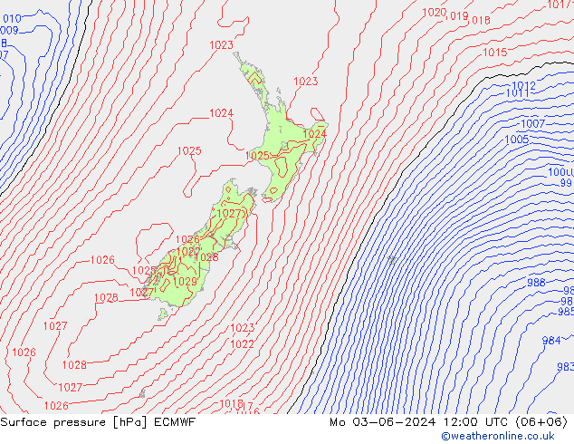 приземное давление ECMWF пн 03.06.2024 12 UTC