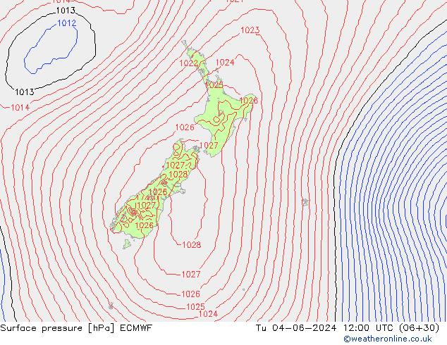 Pressione al suolo ECMWF mar 04.06.2024 12 UTC