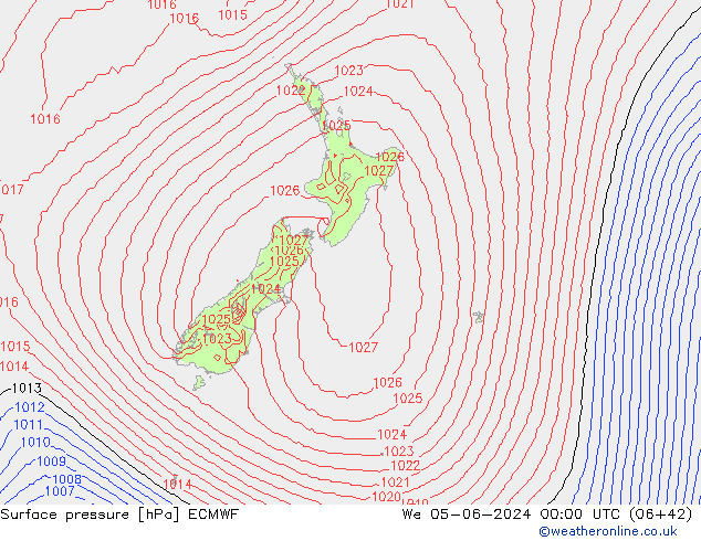 pression de l'air ECMWF mer 05.06.2024 00 UTC