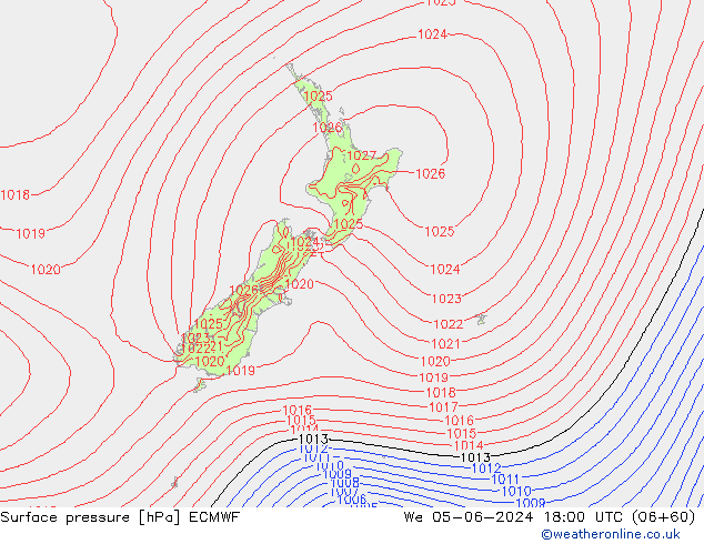 Luchtdruk (Grond) ECMWF wo 05.06.2024 18 UTC